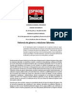 Ponencia Violencia de Género y Relaciones Laborales - ESPACIO SINDICAL