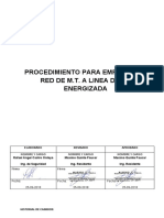 17.-PROCEDIMIENTO PARA EMPALME DE RED DE M.T. A LINEA DE MT ENERGIZADA