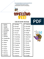 List of Words - Spelling Bee