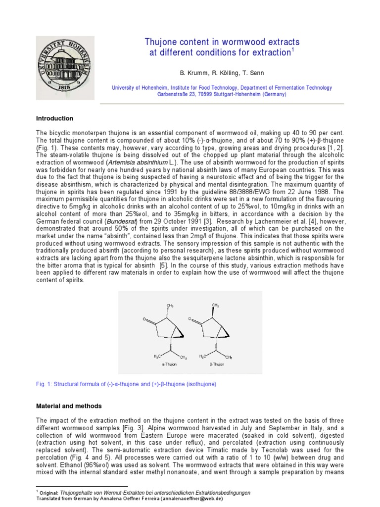 TN-102 - Thujone Content in Wormwood Extracts (Timatic) | PDF | Gas ...