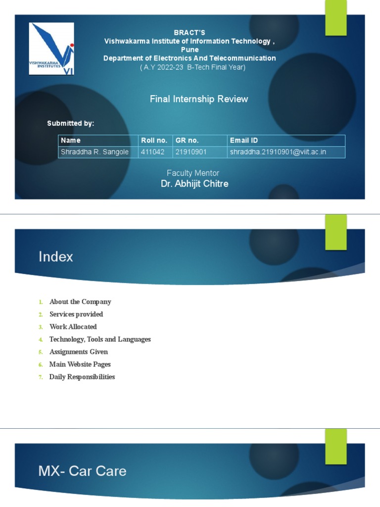 Final Internship Review at Mx Car Care | PDF | Java Script | World Wide Web