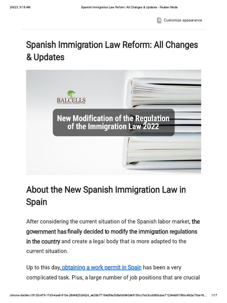 Spanish Immigration Law Reform - All Changes & Updates | PDF