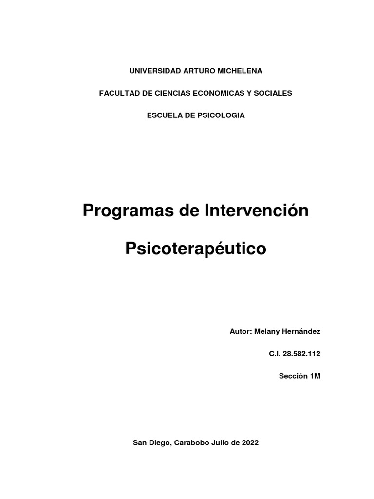 Programa de intervencion psicologica | PDF | Depresión (estado de ánimo ...