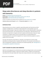 Sleep-Wake Disturbances and Sleep Disorders in Patients With Dementia