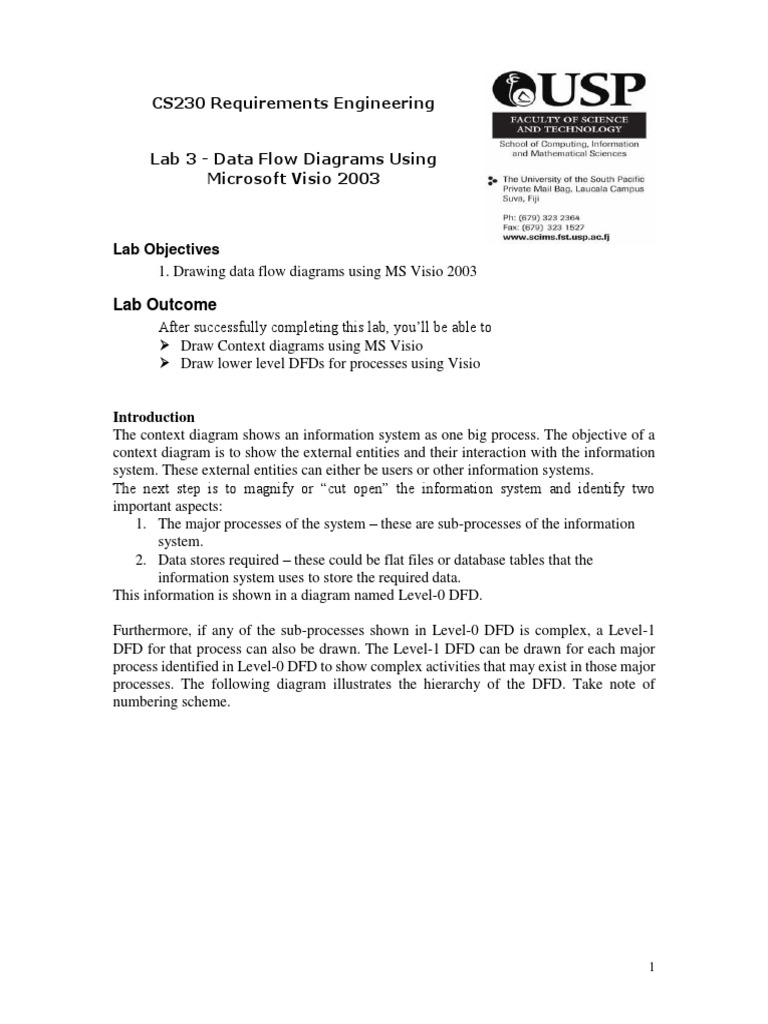 Visio 2003 DFD Lab Guide | PDF | Computing | Software