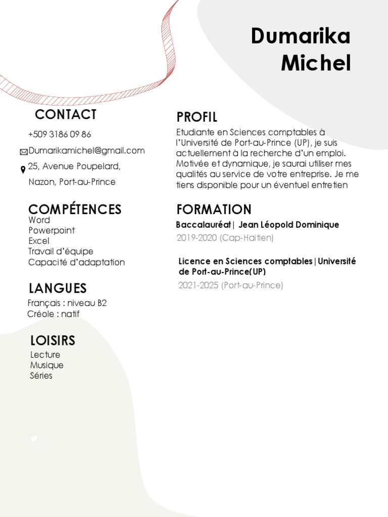 Modèle de CV pour étudiant haïtien | PDF
