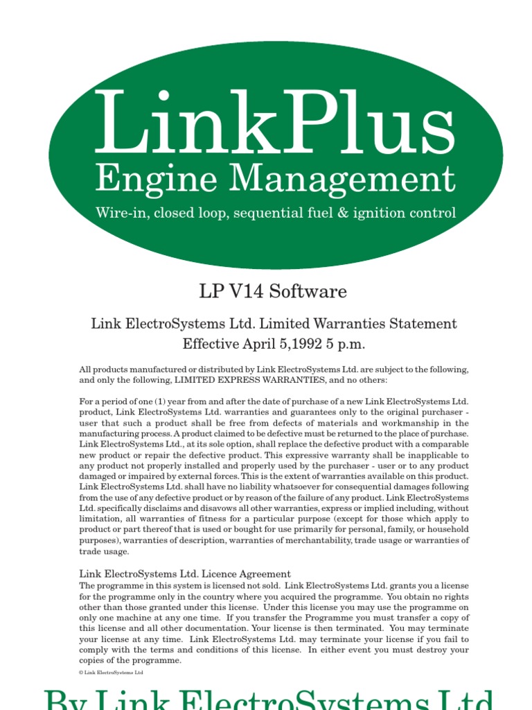 LinkPlus V14 Manual | PDF | Fuel Injection | Ignition System