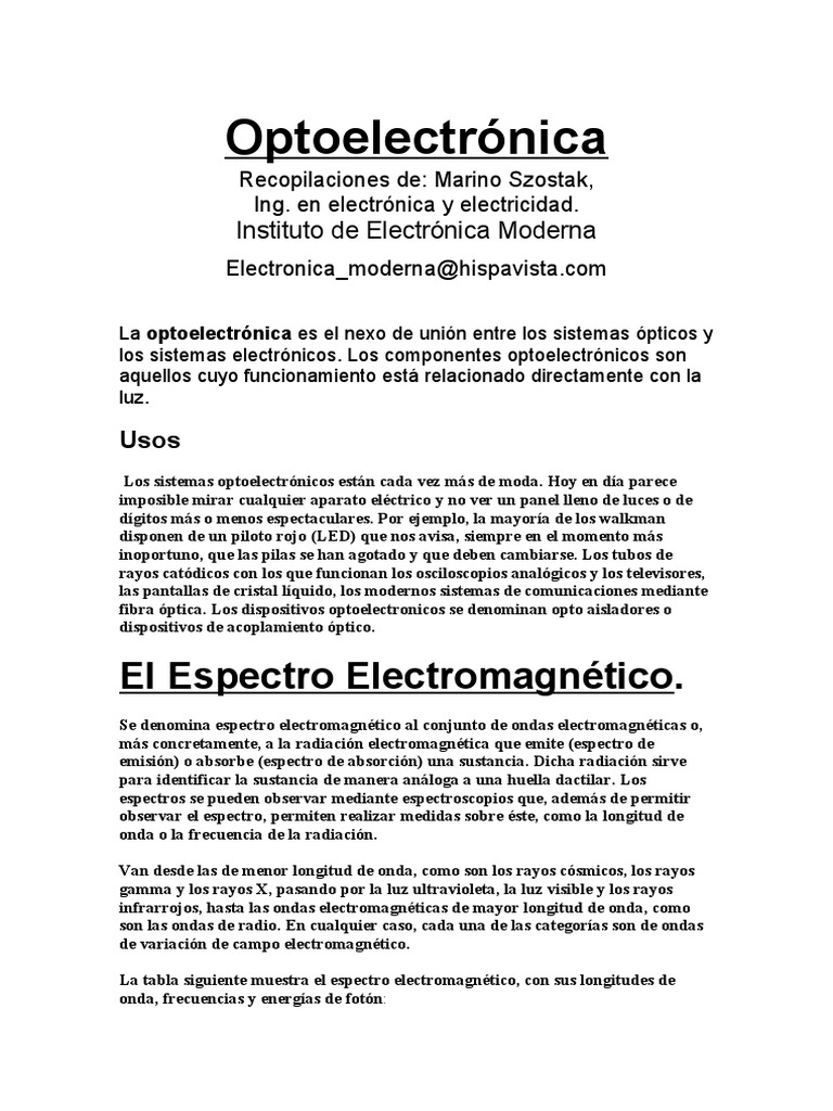 Tema 4 Optoelectrónica PDF Dispositivo de carga acoplada Electrónica