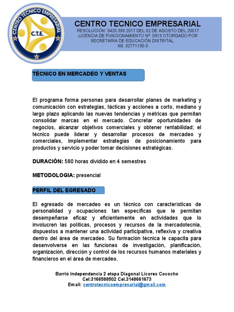 Técnico En Mercadeo Y Ventas Descargar Gratis Pdf Contabilidad
