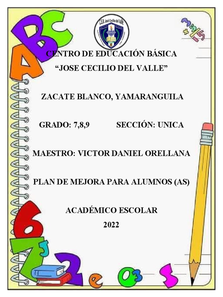 Plan de Mejora para Primer Grado | PDF | Educación primaria ...