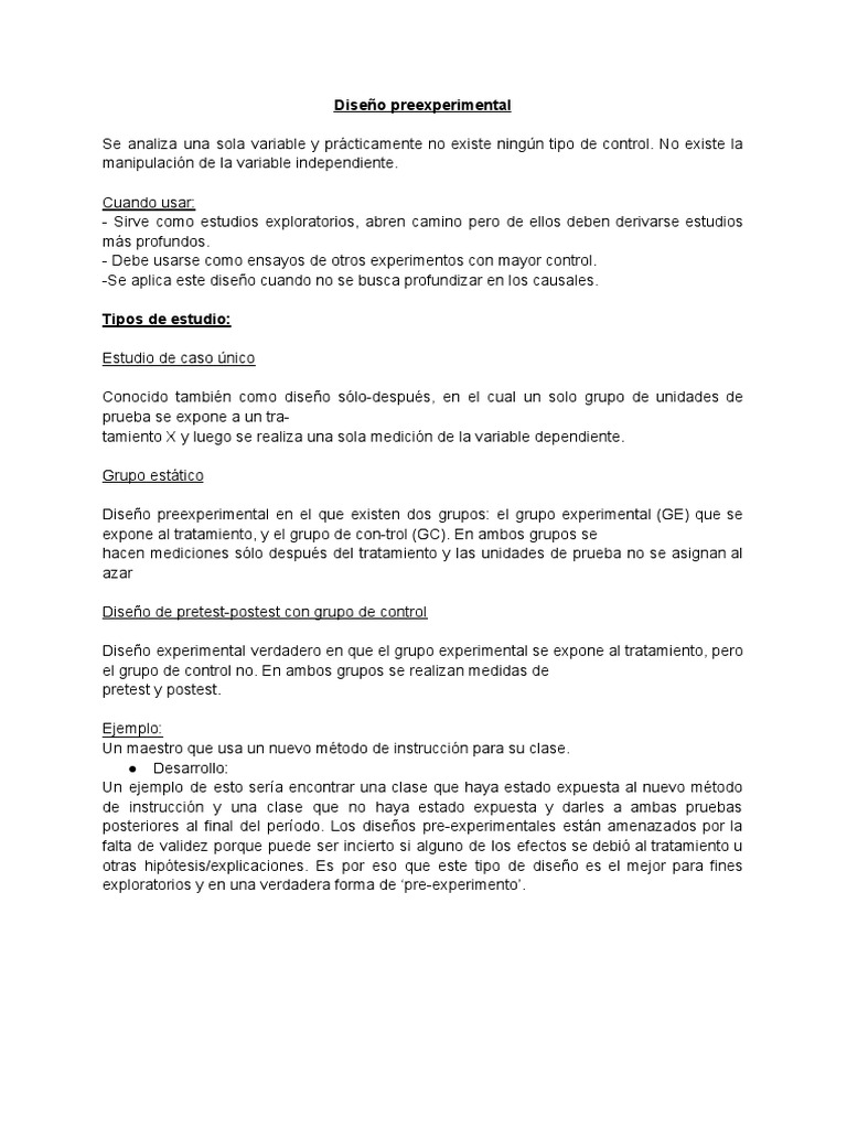 Diseño Pre Experimental | PDF