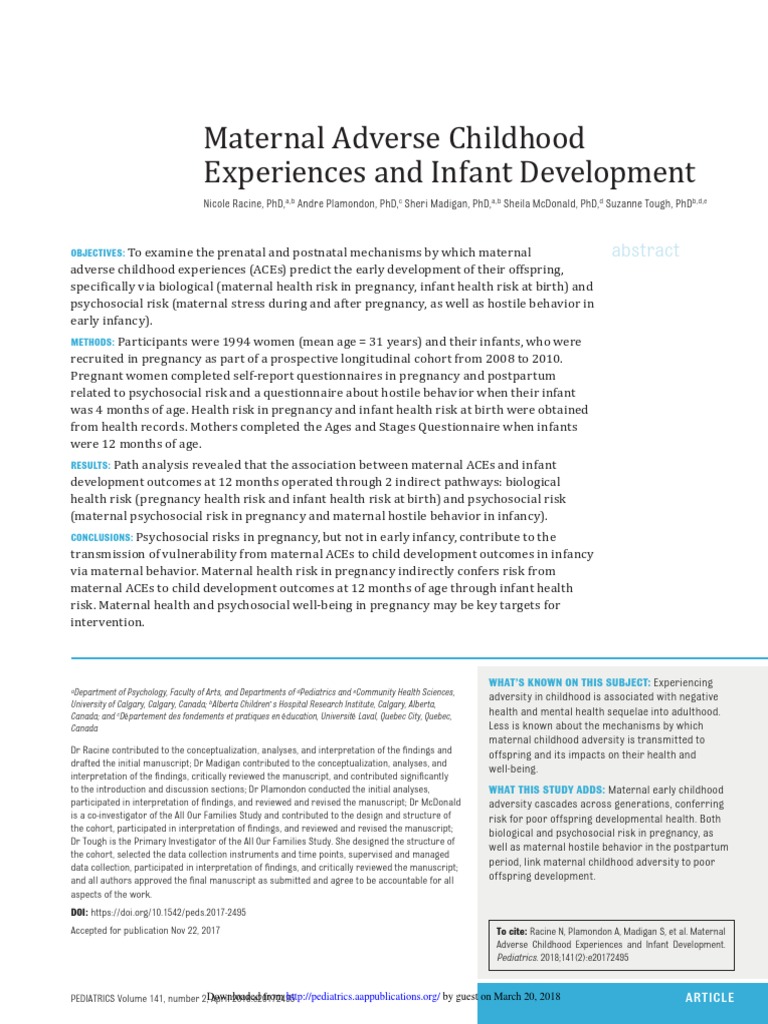 Maternal Adverse Childhood Experiences and Infant Development | PDF ...
