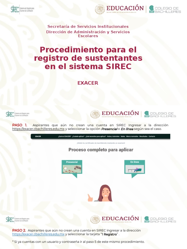 Registro en SIREC EXACER: Guía Paso a Paso | PDF | Contraseña | Informática
