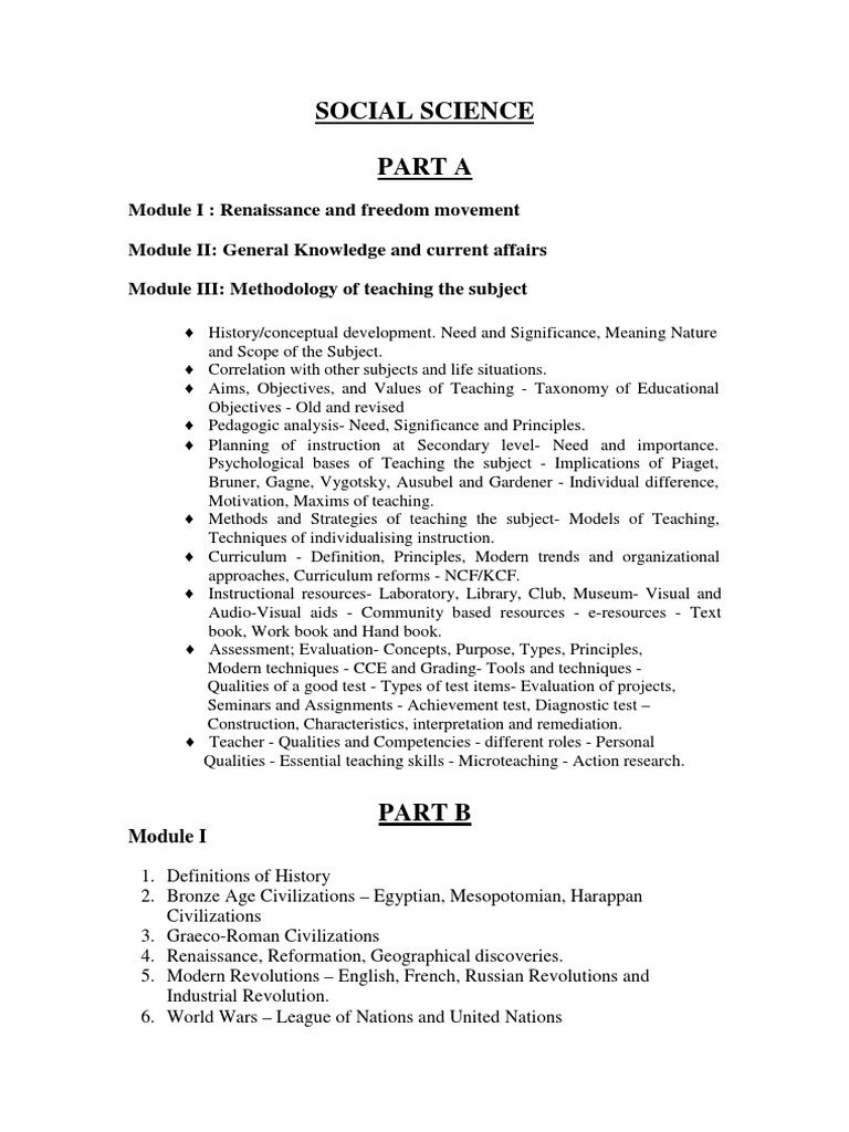 Hsa Social Science PDF Kerala Economics