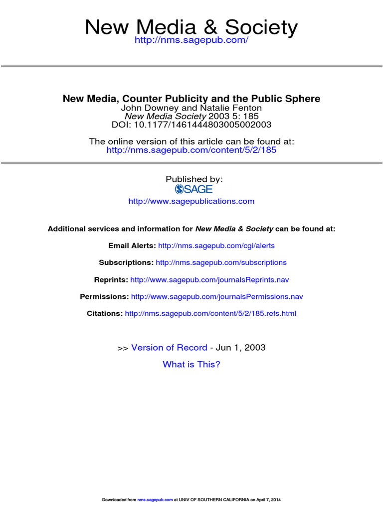 Downey2003 New Media, Counter Publicity and The Public Sphere | PDF ...