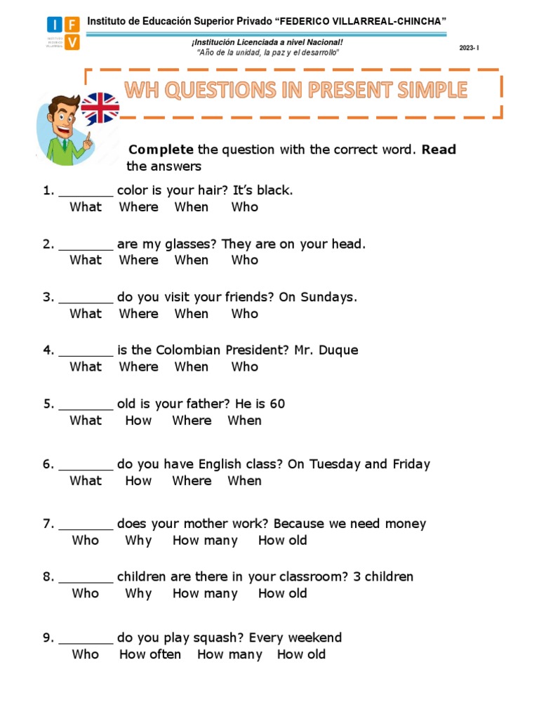WH Questions in Simple Present | PDF | Language Arts & Discipline ...