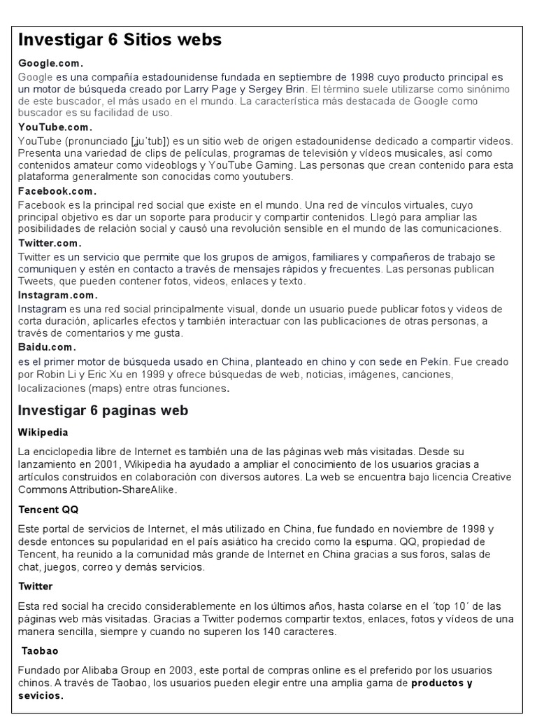 6 paginas web y sitios web | PDF | Youtube | Tencent