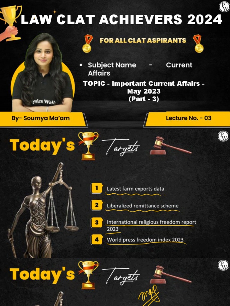 CLAT 2024 Current Affairs - May 2023 | PDF