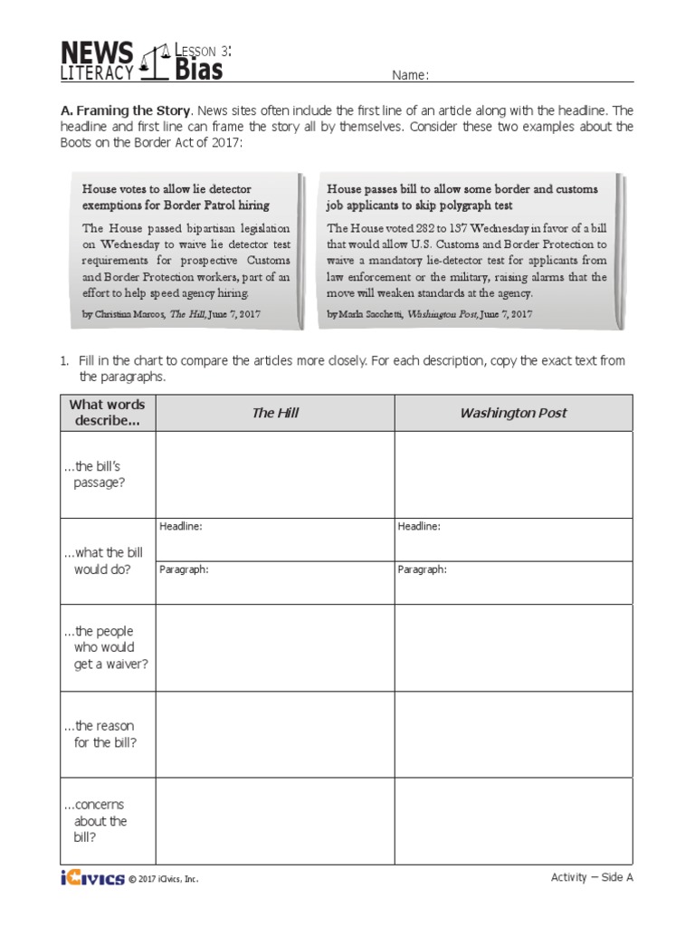 Bias Worksheets Pdf Polygraph