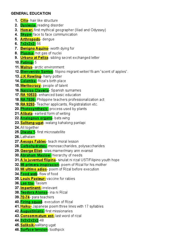 General Education Reviewer Insights | PDF
