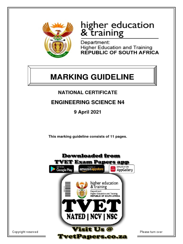 T650 - Engineering Science N4 April Memo 2021 | PDF | Force | Stress ...