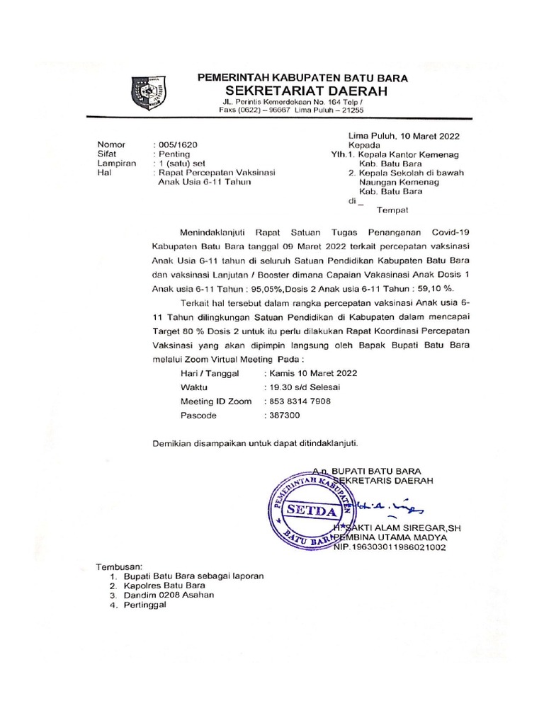 Surat Undangan Zoom Meet | PDF