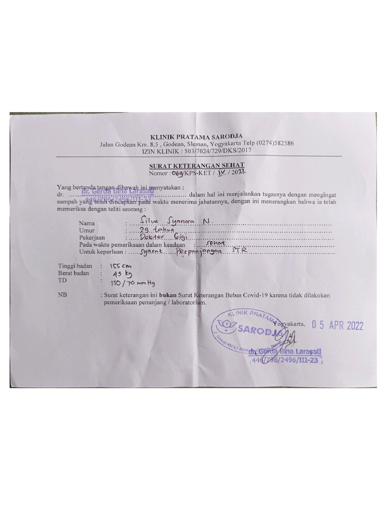 Contoh surat sehat | PDF