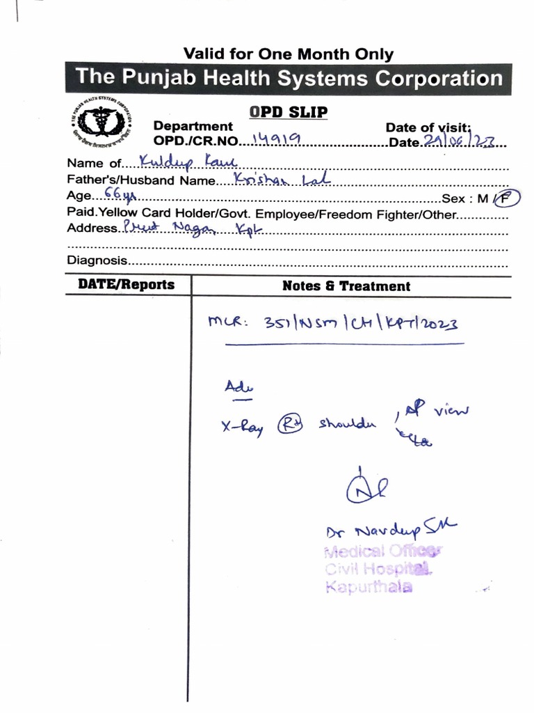 OPD Slip | PDF