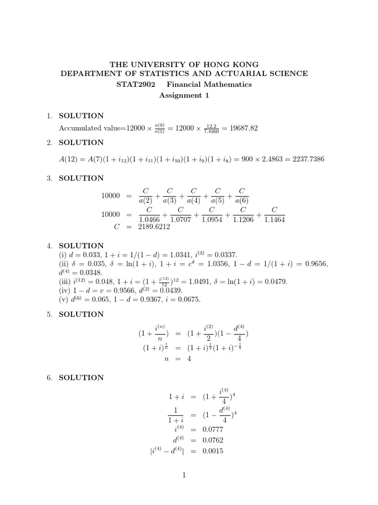 A1 Sol | PDF | Mathematics | Applied Mathematics