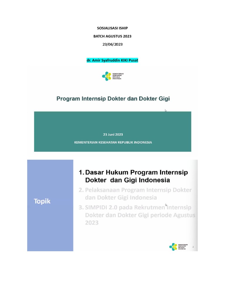 SOSIALISASI ISHIP Agustus 2023 | PDF
