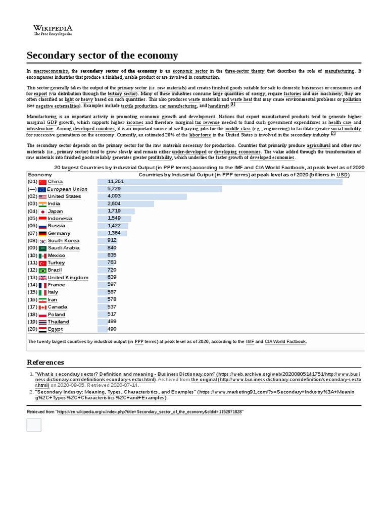 Secondary Sector of The Economy | PDF | Secondary Sector Of The Economy ...