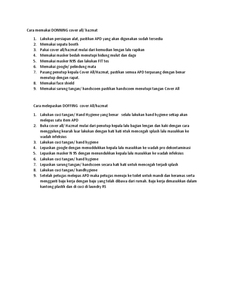 Skrip cara memakai dan melepas cover all pdf