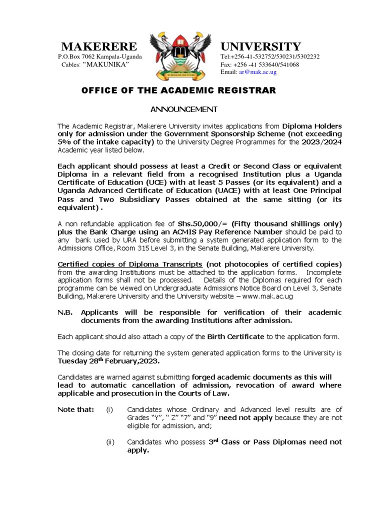 Announcement Diploma Holders Gvt 2023 2024 Pdf Diploma Science