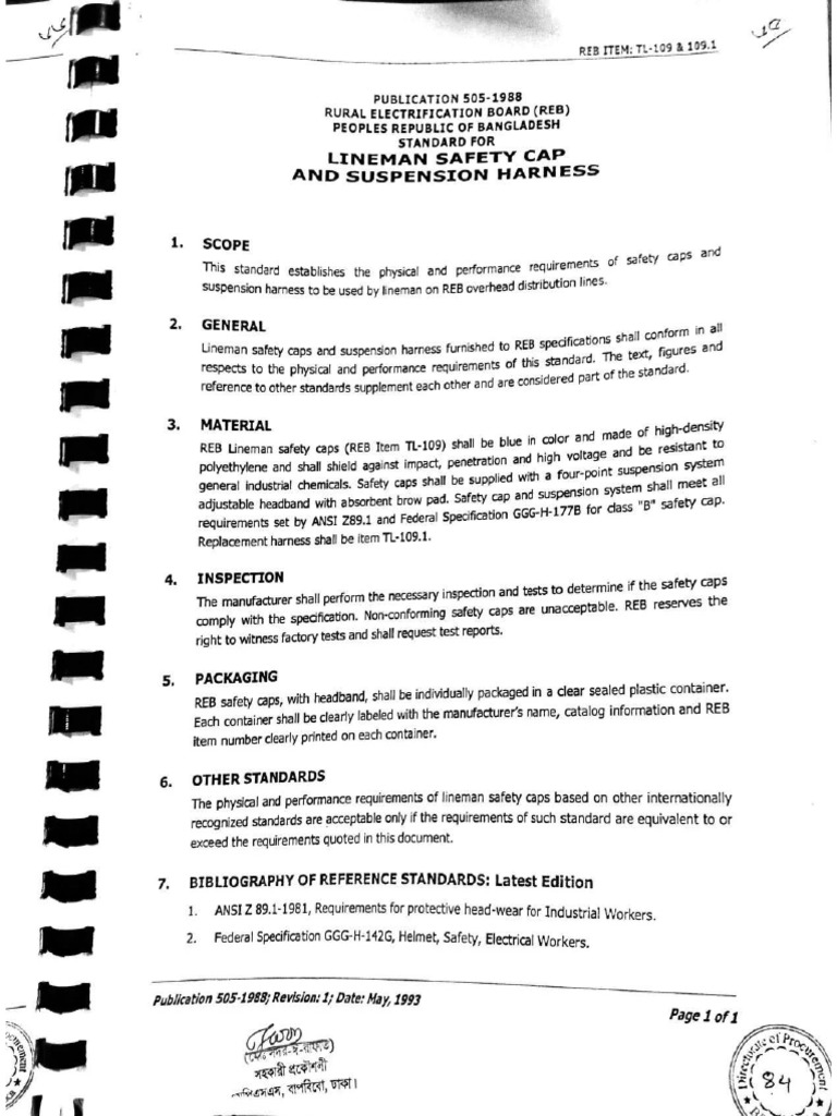 Cap, Safety Lineman, Blue Color PDF