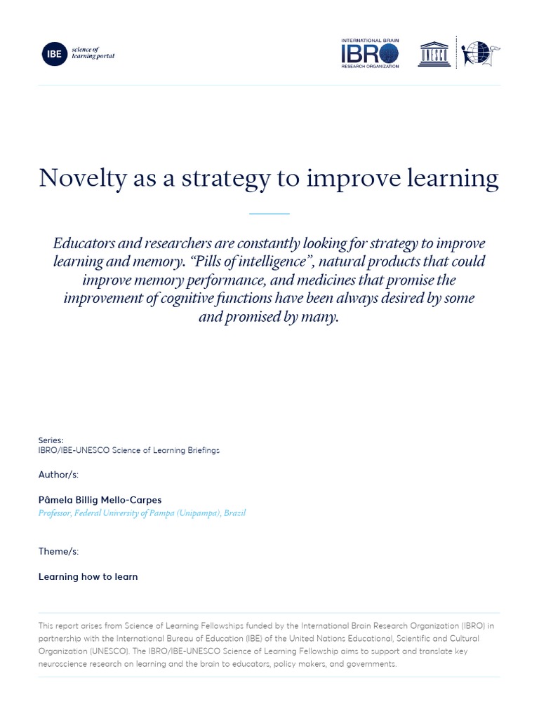 Novelty As A Strategy To Improve Learning PDF Memory Long Term Memory