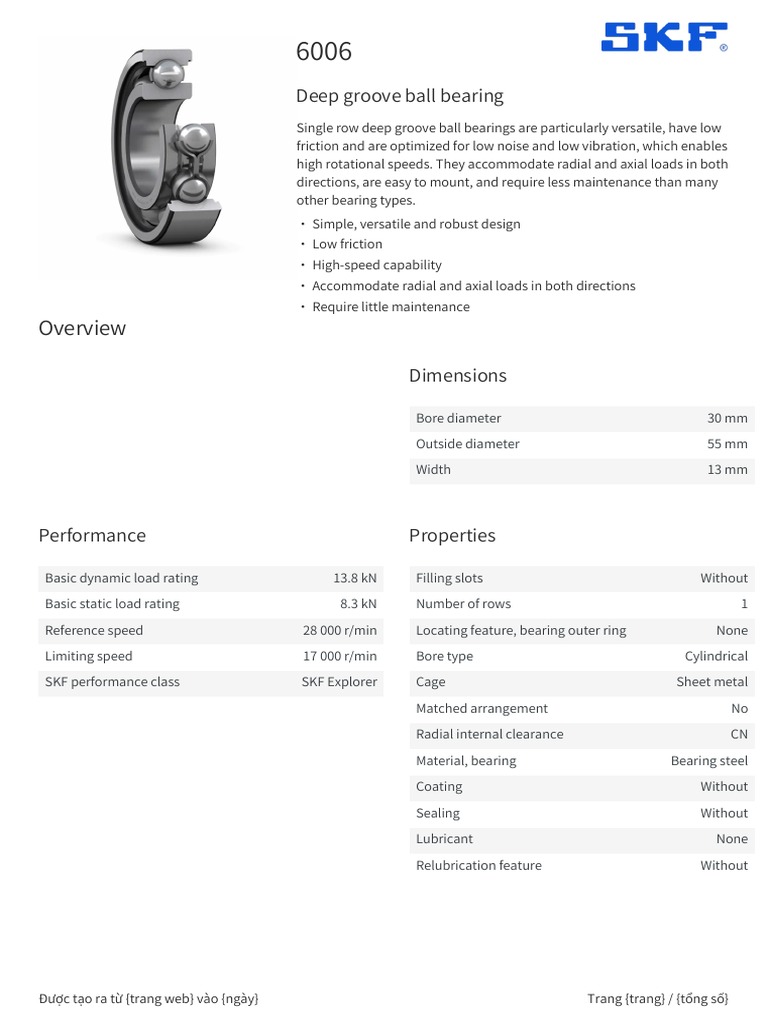 SKF 6006 specification | PDF