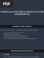 Design and Analysis of Single Factor Experiments Class