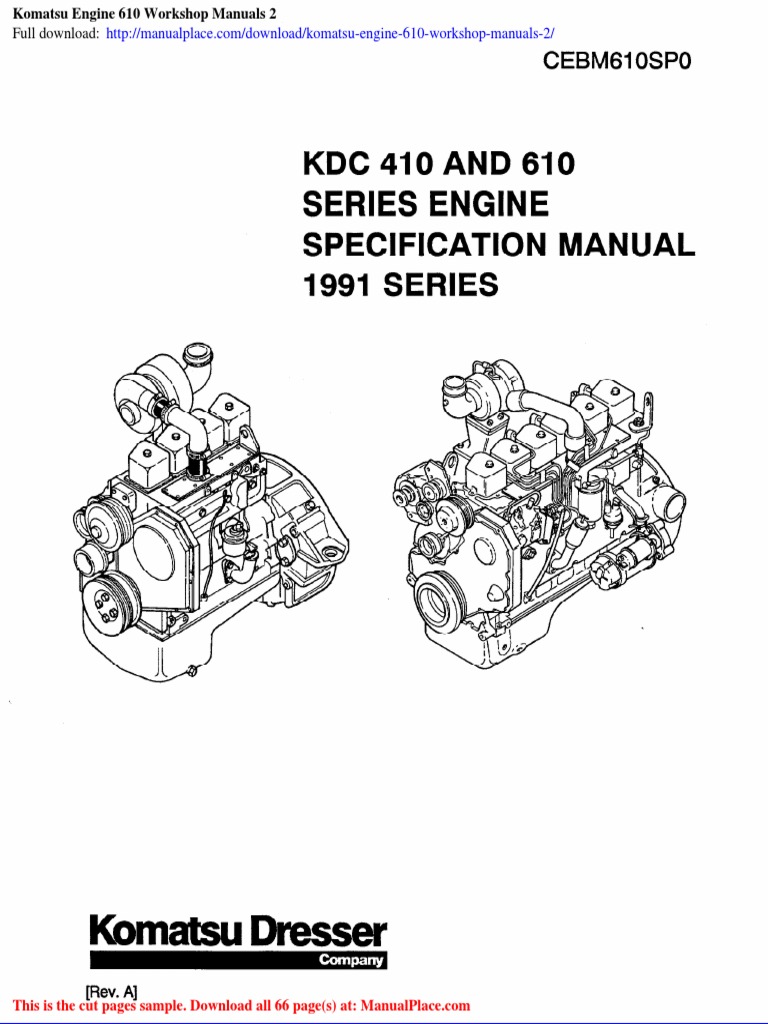 Komatsu Engine 610 Workshop Manuals 2 | PDF | Internal Combustion ...