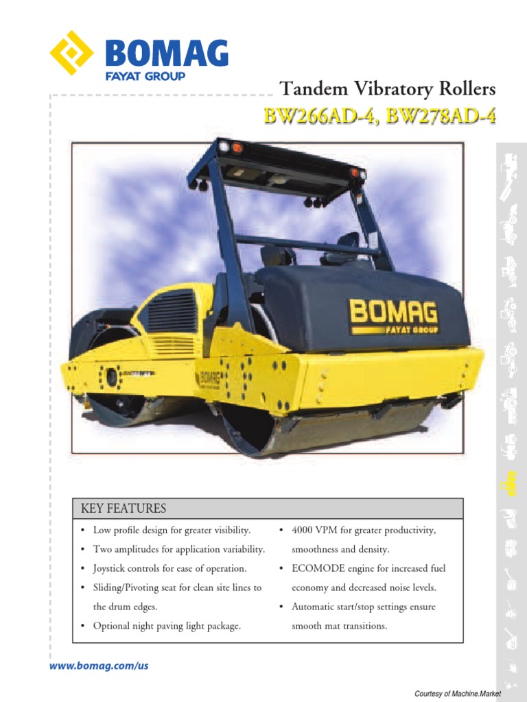 Bomag Compactor Rollers Spec 1cc8f1 | PDF | Diesel Engine | Horsepower