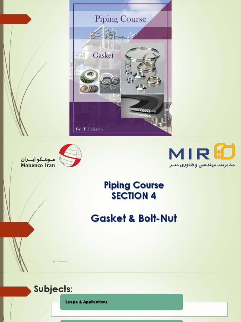 Piping Course Gasket Bolt Nut P HAFEZIAN 1648021460 | PDF | Screw ...