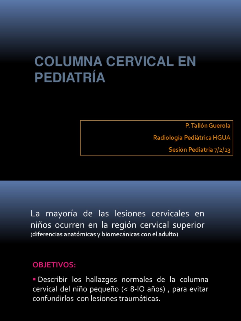 FC de Columna Cervical en Niños | PDF | La columna vertebral | Vértebra