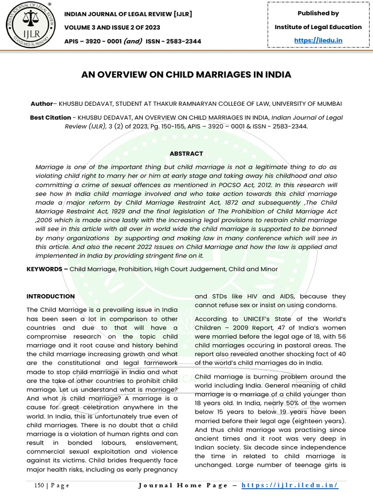 Overview of Child Marriage in India | PDF | Annulment | Marriage