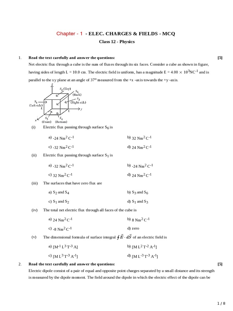 Electric Flux and Dipole Concepts | PDF | Electric Charge | Electric Field