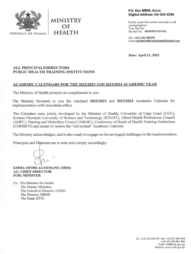 Academic Calendar Letter | PDF