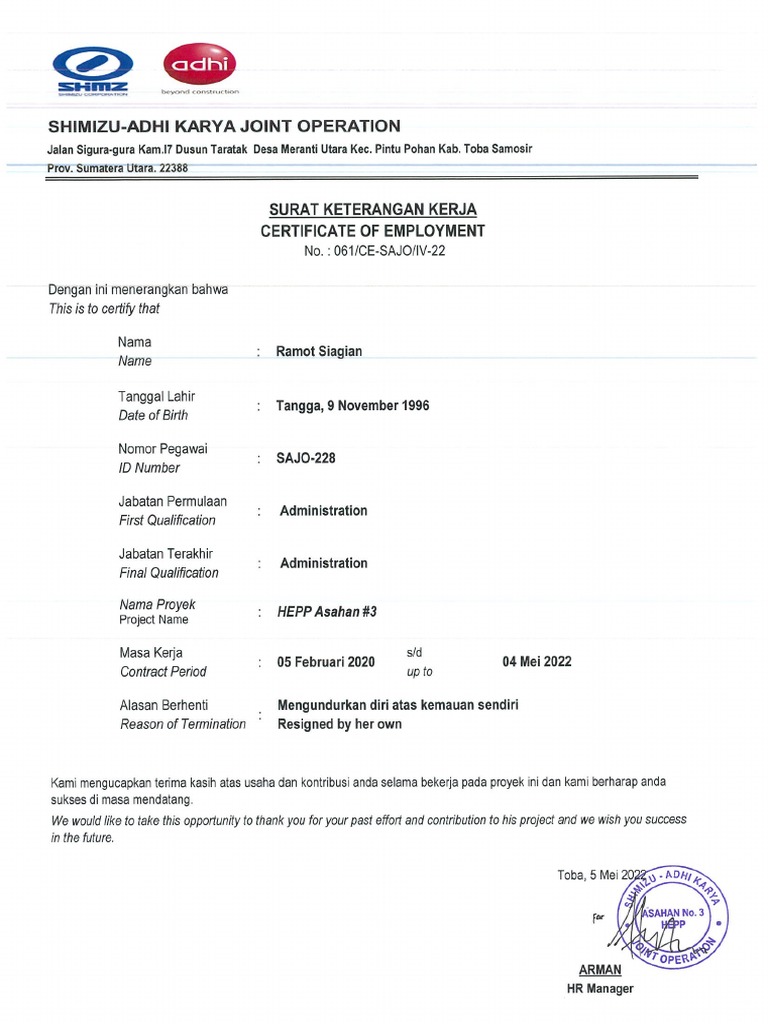 Contoh Paklaring PDF