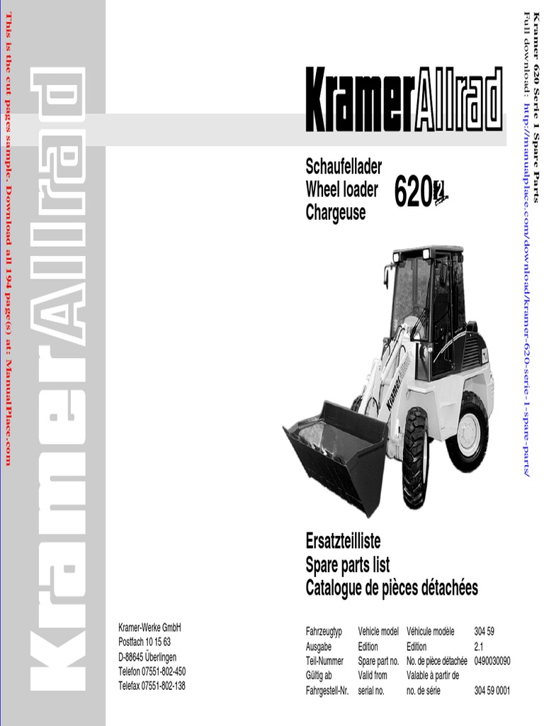 Kramer 620 Serie 1 Spare Parts | PDF