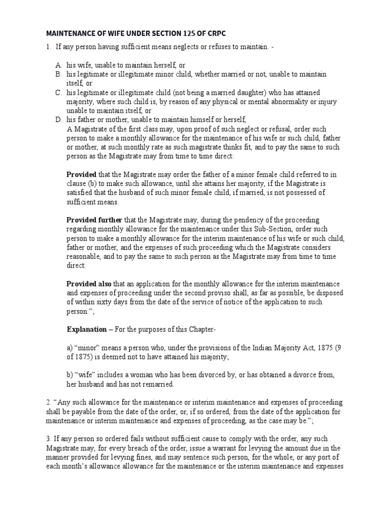 Syl 07 Maintenance of Wife Under Section 125 of CRPC PDF Fine