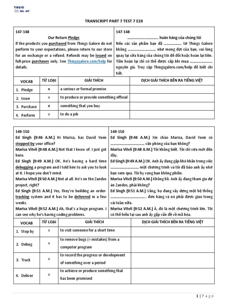 Transcript Part 7 Test 7 E20 | PDF