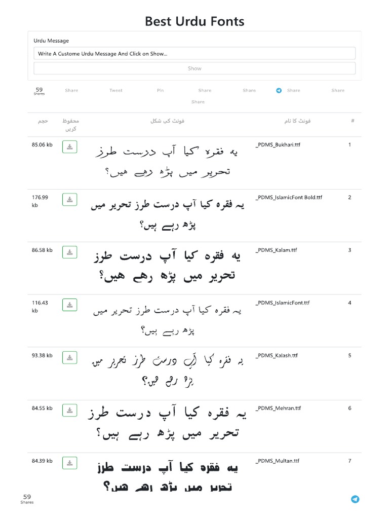 Best Urdu Fonts Pdf