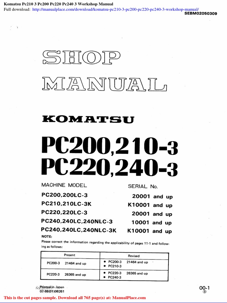 KOMATSU PC 210 SERVICE MANUAL PDF FREE DOWNLOAD 2020 visual data 7